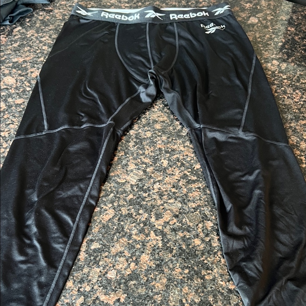 Reebok Black Athletic Compression Tights with Logo Waistband XL